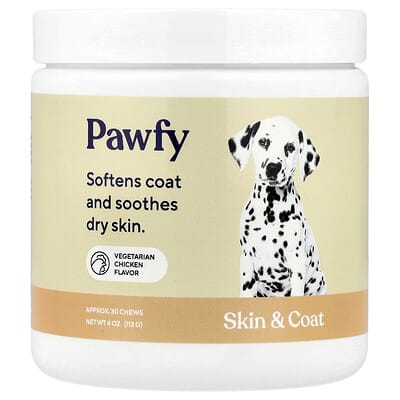 Skin & Coat, For Dogs, Vegetarian Chicken , Approx. 30 Chews, 4 oz (113 g)