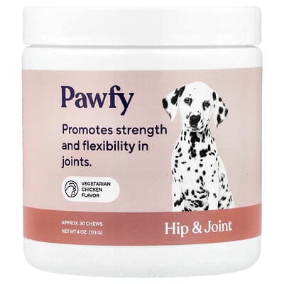 Pawfy лакомство для суставов и бедер, вегетарианская курица, 30 штук, 4 oz (113 g)