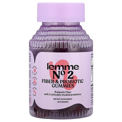 Желейные конфеты Lemme No2, Fiber & Probiotic, Strawberry, 60 Gummies