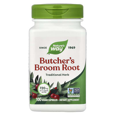 Корень чертополоха Butcher's Broom Root, 100 веганских капсул (360 mg на капсулу)