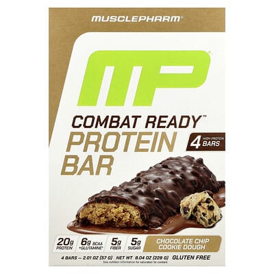 Combat Ready™ протеиновый батончик, Шоколадное печенье, 4 батончика, 2.01 oz (57 g) каждый