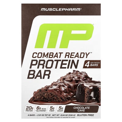 Combat Ready™ протеиновый батончик, Chocolate Cake, 4 батончика, 2.01 oz (57 g) каждый