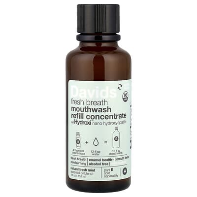 Ополаскиватель для рта Davids Fresh Breath Mouthwash Refill Concentrate, Natural Fresh Mint, 4 fl oz (118 ml)
