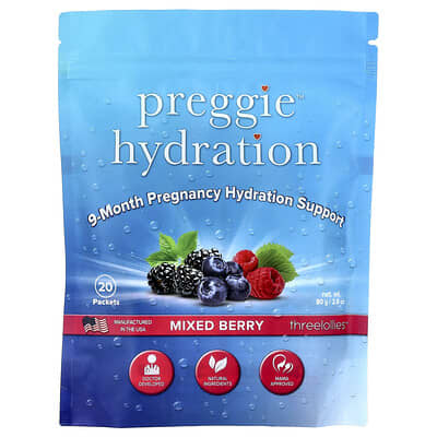 Электролитный напиток Preggie Hydration, Mixed Berry, 20 Stick Packets
