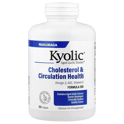 Экстракт выдержанного чеснока Kyolic, для здоровья холестерина и кровообращения, 180 мягких капсул