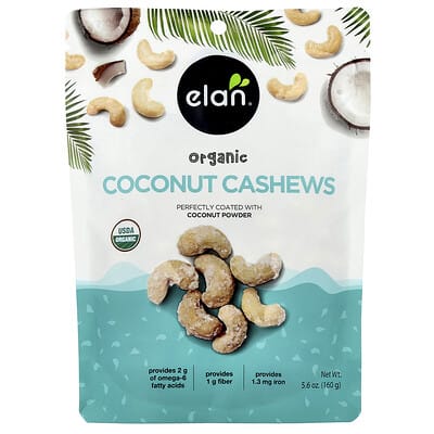 Органические кешью Elan Coconut, 5.6 oz (160 g)