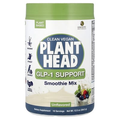 Clean Vegan Plant Head®, поддержка GLP-1, смесь для смузи, без вкуса, 12.5 oz (354.5 g)
