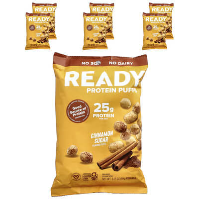 Protein Puffs, Корица и сахар, 6 пакетов, 3.17 oz (90 g) каждый