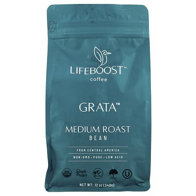 Coffee, Grata™, Bean, Medium Roast, 12 oz (340 g)