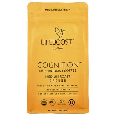Cognition™, Mushrooms + Coffee, Ground, Medium Roast, 12 oz (340 g)
