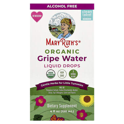 Органические капли Gripe Water, для новорожденных, 4 fl oz (120 ml)