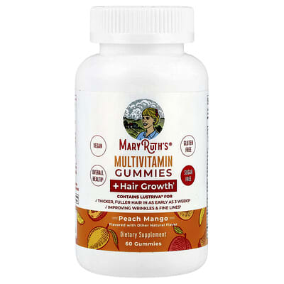 MaryRuth's Витаминные мармеладки Multivitamin Gummies + Hair Growth, Peach Mango, 60 штук