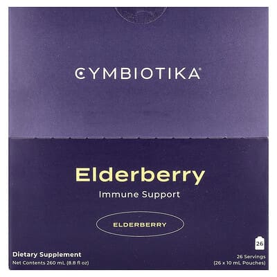 Cymbiotika Elderberry Immune Support, 26 пакетиков, 0.3 fl oz (10 ml) каждый