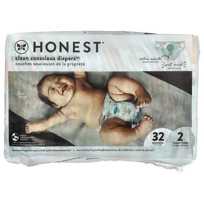 Clean Conscious Подгузники, Размер 2, 12-18 lbs, Above It All, 32 шт
