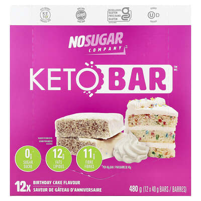 Keto Bar™, Birthday Cake, 12 батончиков, 40 g каждый