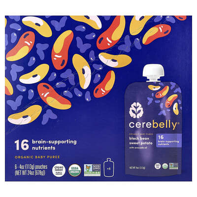 Organic Baby Puree, Black Bean Sweet Potato with Avocado Oil, 6 Pouches, 4 oz (113 g Each)