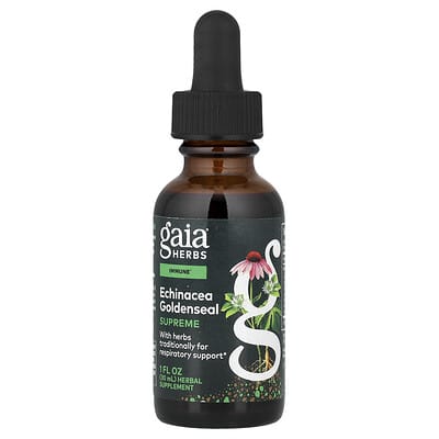 Эхинацея и золотушник Gaia Herbs Echinacea Goldenseal Supreme, 1 fl oz (30 ml)