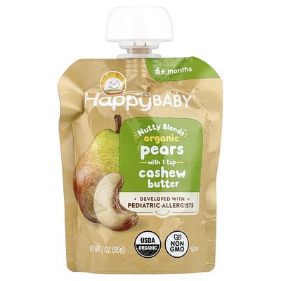 Happy Baby®, Nutty Blends™, 6+ месяцев, органическая груша и кешью, 3 oz (85 g)