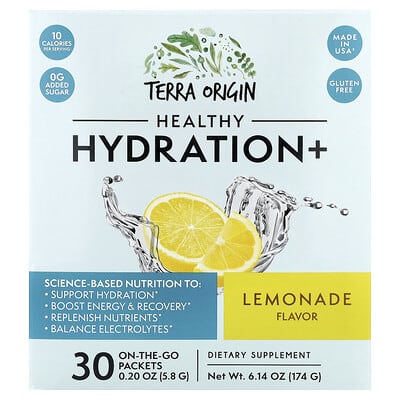 Terra Origin Healthy Hydration+ Лимонад 30 пакетиков по 0.20 oz (5.8 g)