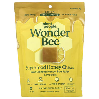Медовые конфеты WonderBee Superfood Honey Chews, Lemon, MGO 400+, 30 шт