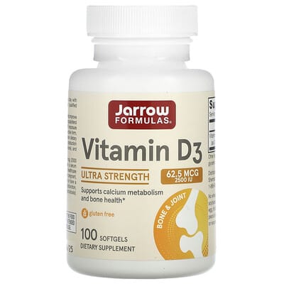 Витамин D3 Jarrow Formulas Ultra Strength, 62.5 mcg (2,500 IU), 100 мягких капсул