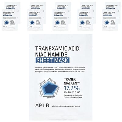 Маска для лица APLB Tranexamic Acid Niacinamide Beauty Sheet Mask, 10 шт., 0.85 fl oz (25 ml) каждая