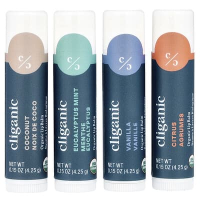 Cliganic Органический набор бальзамов для губ, Sweet Bliss, 4 шт., 0.15 oz (4.25 g) каждый