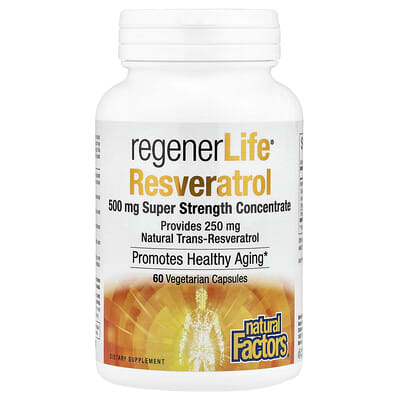 RegenerLife® Resveratrol, 500 mg, 60 вегетарианских капсул