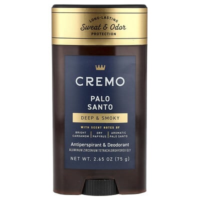 Дезодорант-антиперспирант Cremo, Palo Santo, 2.65 oz (75 g)
