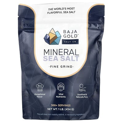 Морская соль Baja Gold Salt Co., мелкий помол, 1 lb (454 g)