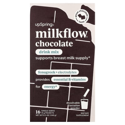 Milkflow®, Drink Mix, Chocolate, 16 Single Serve Packets, 0.53 oz (15 g) Each