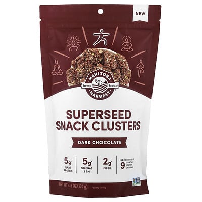 Снеки Superseed Clusters, темный шоколад, 4.6 oz (130 g)