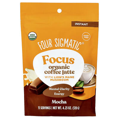 Focus, Органический растворимый кофе Latte с грибом Lion's Mane, Mocha, 4.23 oz (120 g)