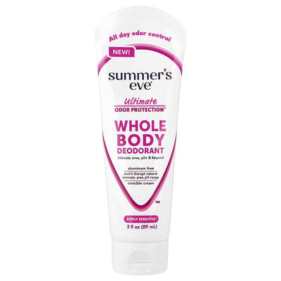 Дезодорант Summer's Eve Ultimate Odor Protection™, Whole Body Deodorant, Simply Sensitive®, 3 fl oz (89 ml)