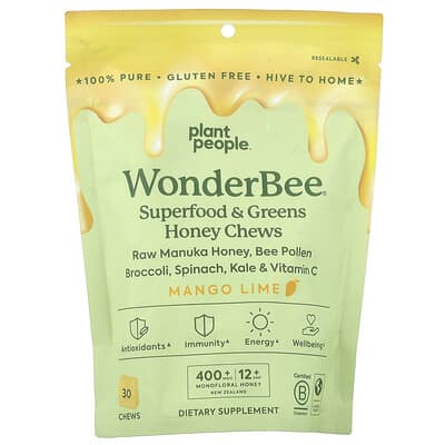 Желе WonderBee® Superfood & Greens Honey Chews, Mango Lime, 30 шт