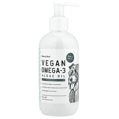 Chew + Heal Веганское масло водорослей Omega-3 для собак, 8 fl oz (237 ml)