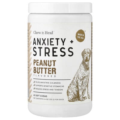 Витамины для собак Chew + Heal Anxiety + Stress Peanut Butter 60 Soft Chews 4.6 oz (132 g)