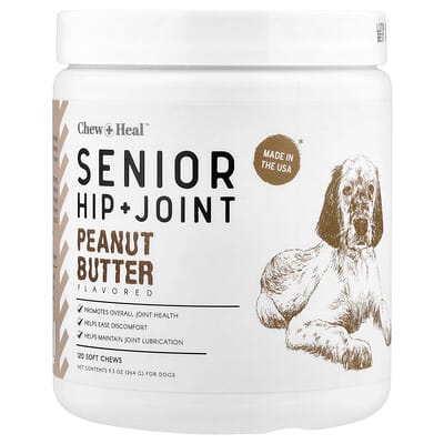 Добавка Chew + Heal Senior Hip + Joint для собак Peanut Butter 120 Soft Chews 9.3 oz (264 g)