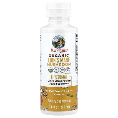 MaryRuth's Organic Lion's Mane гриб, липосомальная жидкая добавка, Coffee Cake, 7.6 fl oz (225 ml)