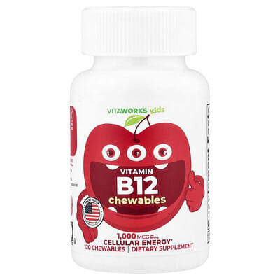 Детские жевательные витамины VitaWorks Vitamin B12, вишня, 120 шт.