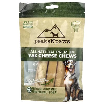 Натуральные лакомства для собак peaksNpaws Yak Cheese Chews, Medium, 3 Chews, 7.5 oz