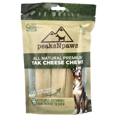 peaksNpaws натуральные премиальные лакомства из сыра яка, X-Large, 3 шт, 15 oz
