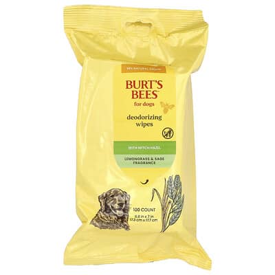 Очищающие салфетки Burt's Bees с гамамелисом для собак, с лемонграссом и шалфеем, 100 шт