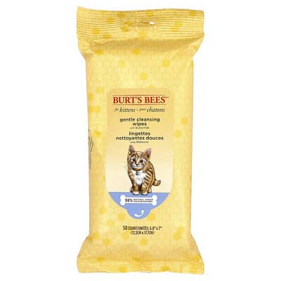 Gentle Cleansing Wipes with Buttermilk, For Kittens, 50 Count