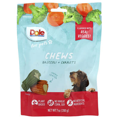 Лакомство для собак Dole for Pets, брокколи + морковь, 7 oz (200 g)