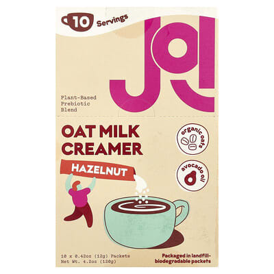 Oat Milk Creamer, Hazelnut, 10 Packets, 0.42 oz (12 g) Each