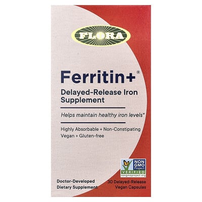 Ferritin +®, 30 Delayed-Release Vegan Capsules (20 mg  per Capsule)