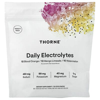 Thorne Электролиты Daily Electrolytes, ассорти, 30 стиков, 0.15 oz (4.37 g) каждый