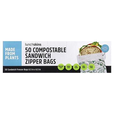 Компостируемые пакеты для сэндвичей Lunchskins, 50 Bags