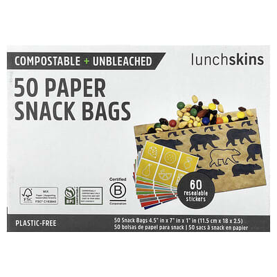 Paper Snack Bags, Bears, 50 Bags